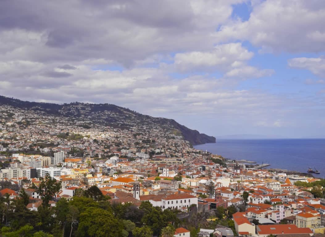 Portugal, Madeira, Elevated view of Funchal.